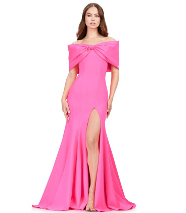 Off-the-shoulder dress with bow design