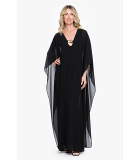 Tunic with sheer sleeves and V-neck with gold detail