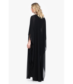 Tunic with sheer sleeves and V-neck with gold detail