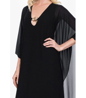 Tunic with sheer sleeves and V-neck with gold detail