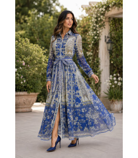 Vestido de organza con estampado floral