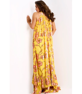 Halter neck dress with 3D flower