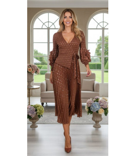 Vestido plisado con lunares metalizados