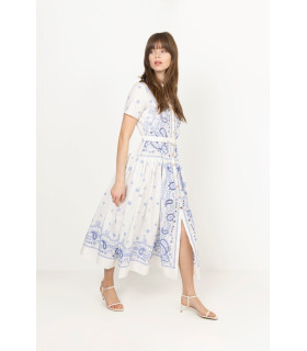 Vestido camisero de manga corta con botones en la parte delantera