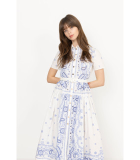 Short-sleeved shirt dress with buttons down the front