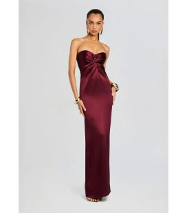 Vestido sin tirantes con nudo en el busto