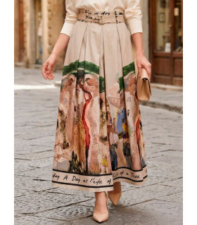 Skirt with oil painting design