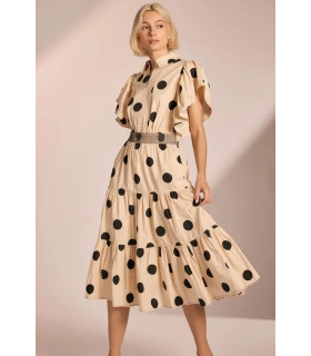 Polka dot dress with short butterfly sleeves