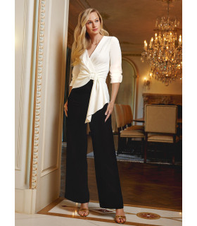 Black and white three-quarter sleeve jumpsuit