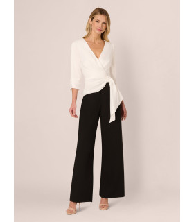 Black and white three-quarter sleeve jumpsuit