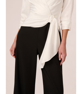 Jumpsuit de manga tres cuartos en blanco y negro