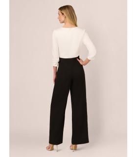 Black and white three-quarter sleeve jumpsuit