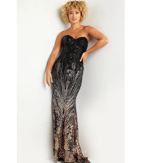 Vestido sin tirantes con silueta ajustada y lentejuelas