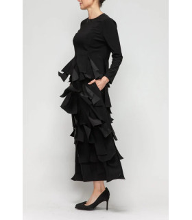 Layered skirt and long-sleeved blouse set