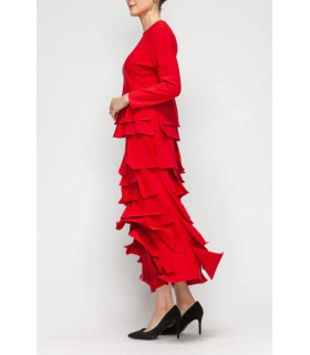 Layered skirt and long-sleeved blouse set