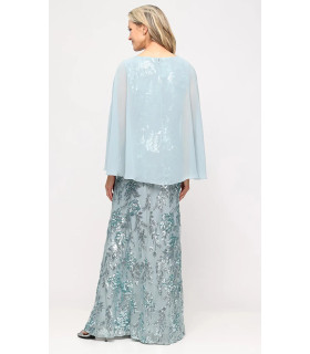 Vestido de cuello redondo con lentejuelas bordadas