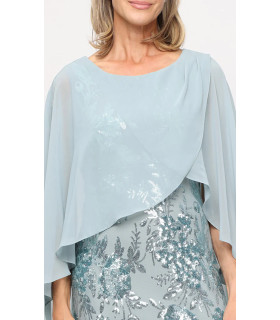 Vestido de cuello redondo con lentejuelas bordadas