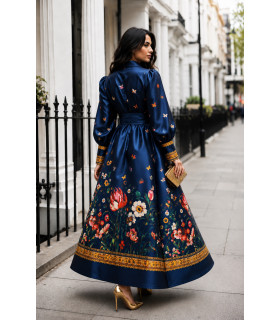 Dress with floral and butterfly print