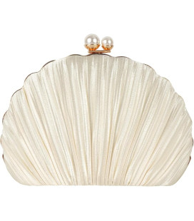 Ruched satin shell-shaped handbag