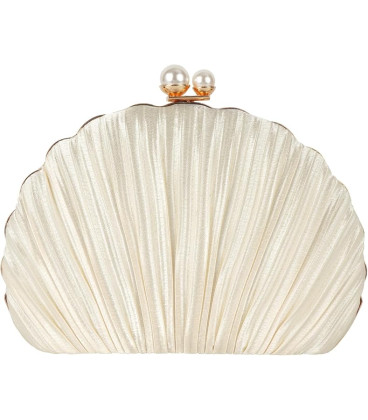 Ruched satin shell-shaped handbag