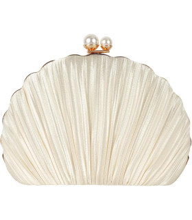Ruched satin shell-shaped handbag