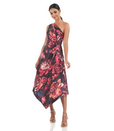 Vestido de un hombro con estampado floral