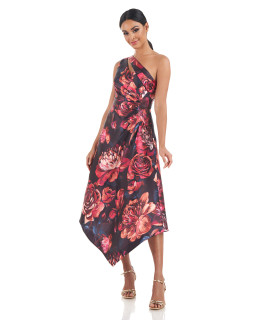 Vestido de un hombro con estampado floral
