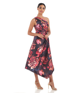 Vestido de un hombro con estampado floral