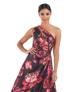 Vestido de un hombro con estampado floral