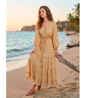 Bohemian style dress with tiered ruffles