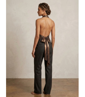 Metallic halter neck blouse