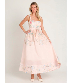 Floral print dress with sweetheart neckline