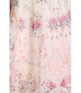 Vestido de organza con estampado floral y mangas largas