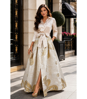 Vestido de brocado con estampado abstracto