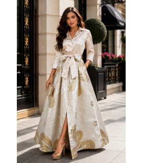 Vestido de brocado con estampado abstracto