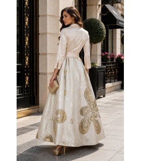 Vestido de brocado con estampado abstracto