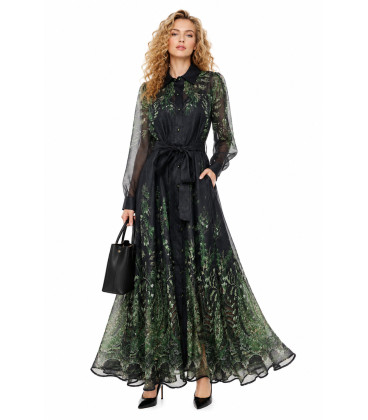 Floral print dress, sheer finish