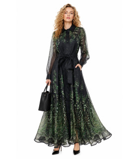 Floral print dress, sheer finish