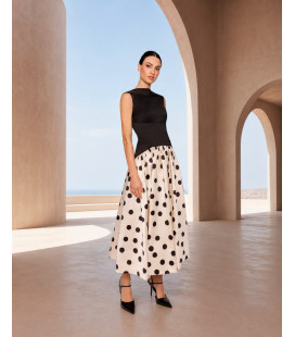 Vestido blusa negra con falda de lunares