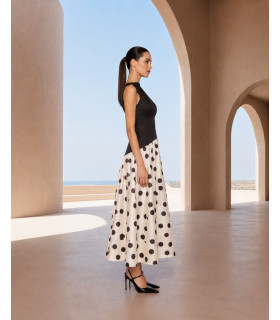 Vestido blusa negra con falda de lunares