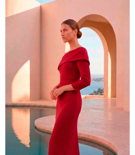Vestido con pecho cruzado y mangas 3/4