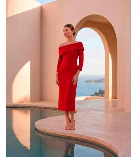 Vestido con pecho cruzado y mangas 3/4