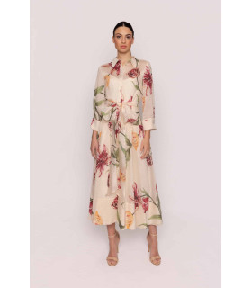 Vestido camisero con estampado de lirios