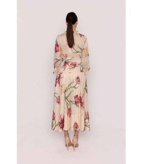 Vestido camisero con estampado de lirios