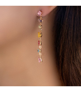 Dangle Earrings with Multicolored Stones.