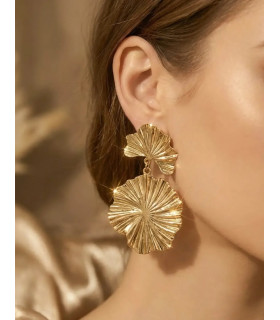 Striped Flower Drop Earrings.