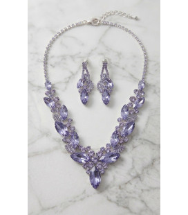 Luxurious Necklace and Earrings Set with Blue Crystals.