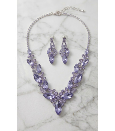 Luxurious Necklace and Earrings Set with Blue Crystals.