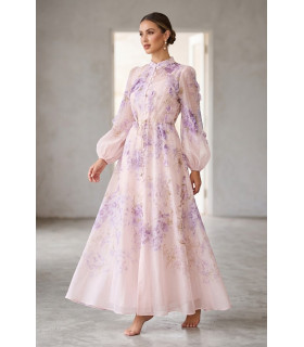 Vestido Largo con Estampado Floral.
