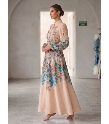 Vestido Largo con Estampado Floral.